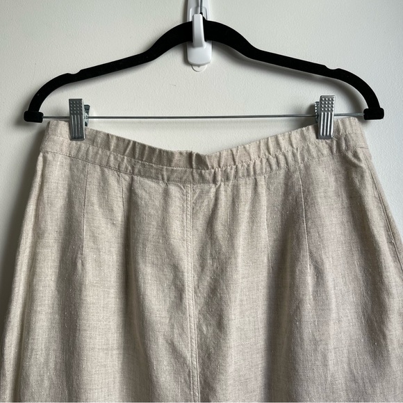 NWOT Vintage 90s Liz Claiborne Beige Linen Button Front Midi Skirt w Pockets 14 - Picture 5 of 6